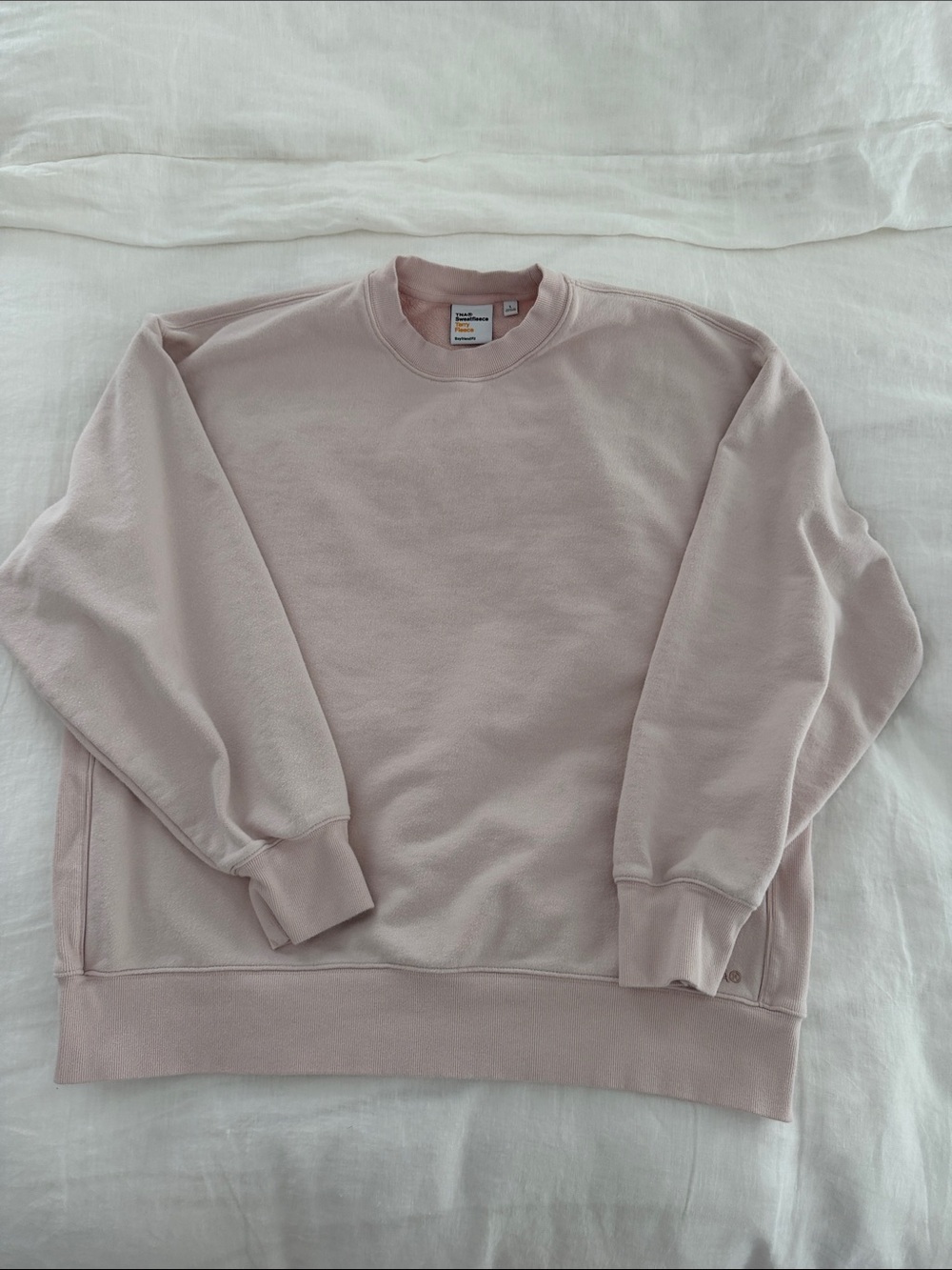 TNA Aritzia Terry Fleece Boyfriend Fit Crewneck Sweatshirt Size L Pink